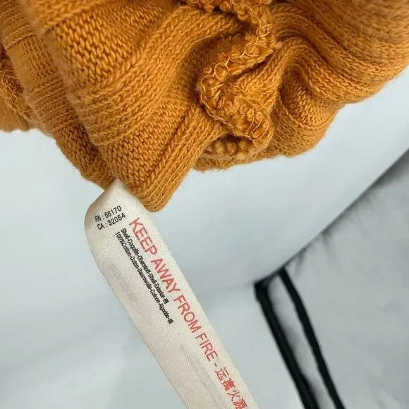 Free People Beach Orange Ribbed Wrap Top Long Sleeve Cropped Medium - Picture 7 of 8